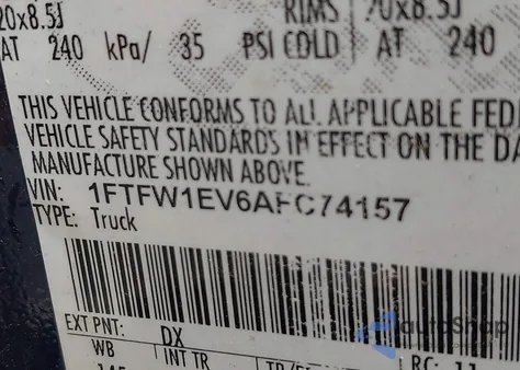2010 Ford F-150 Fx4/Harley-Davidson/King Ranch/Lariat/Platinum/Xl/Xlt z USA, uszkodzony, nr VIN 1FTFW1EV6AFC74157